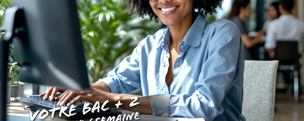 Étudiante en alternance travaillant comme secrétaire en alternance, pour obtenir un Titre Professionnel D'Assistante de Direction