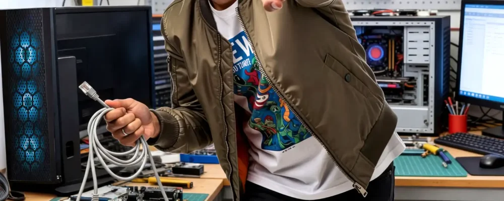 Jeune technicien en informatique travaillant en alternance dans un service après vente.