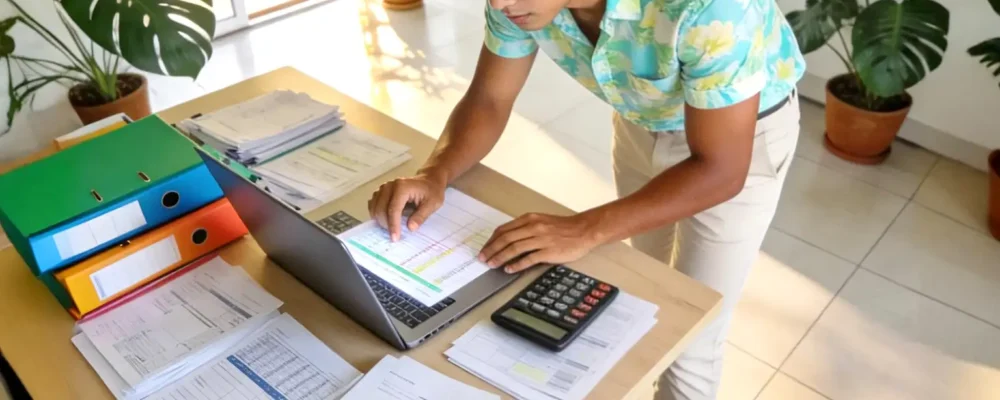 Jeune assitant comptable travaillant pour un cabinet comptable en alternance, pour obtenir son Titre Professionnel de Gestionnaire Comptable et Fiscal BAC +2