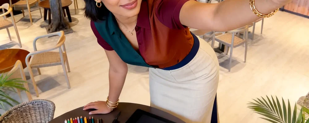 Jeune apprentie en communication travaillant en alternance dans le domaine de la restauration à la réunion 974