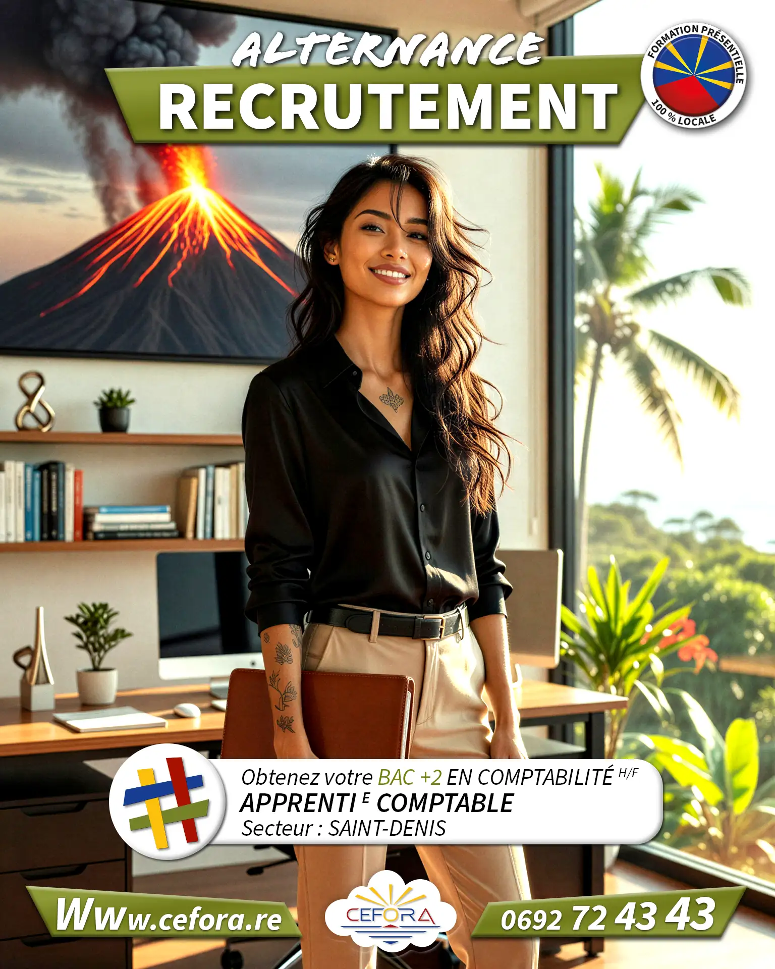 Visuel représentant une jeune apprentie comptable travaillant en alternance