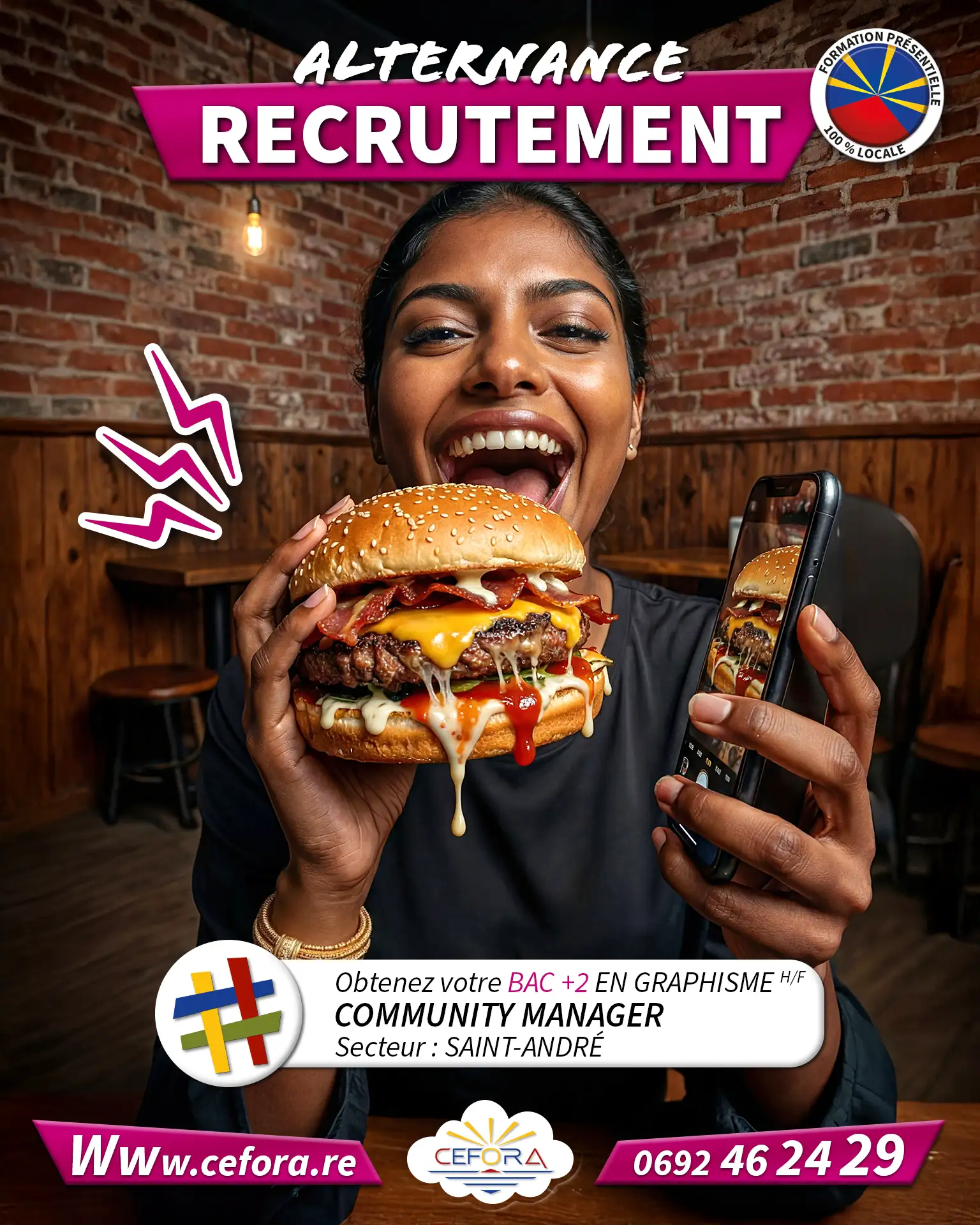 Visuel représentant une publication mettant en avant l'activité de restauration pour laquelle nous recherchons un (e) community manager (euse) en alternance
