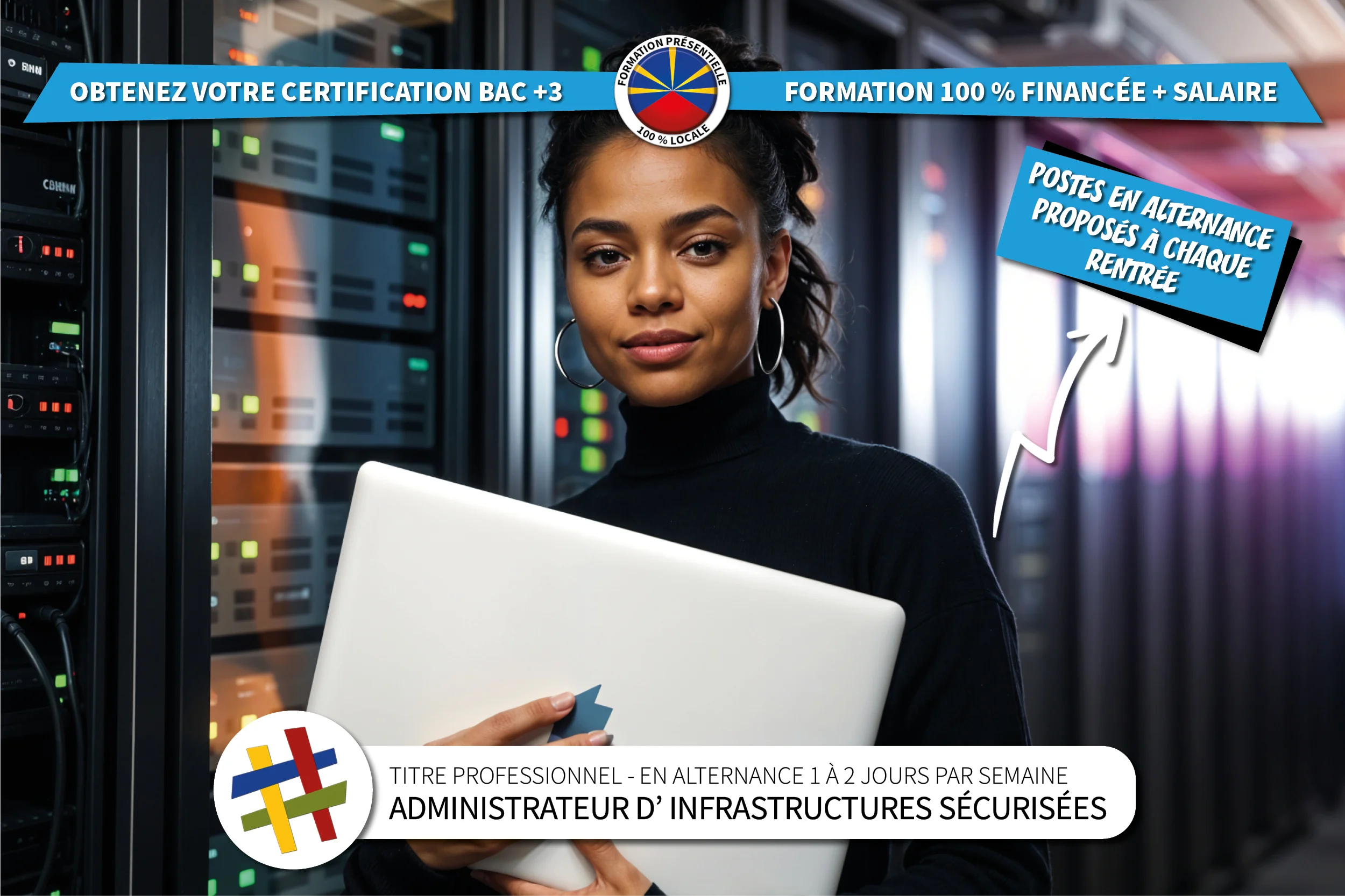 Offre de formation en alternance pour obtenir son BAC +3 en Administration d'Infrastructures Sécurisées au centre de formation CEFORA LE PORT 974