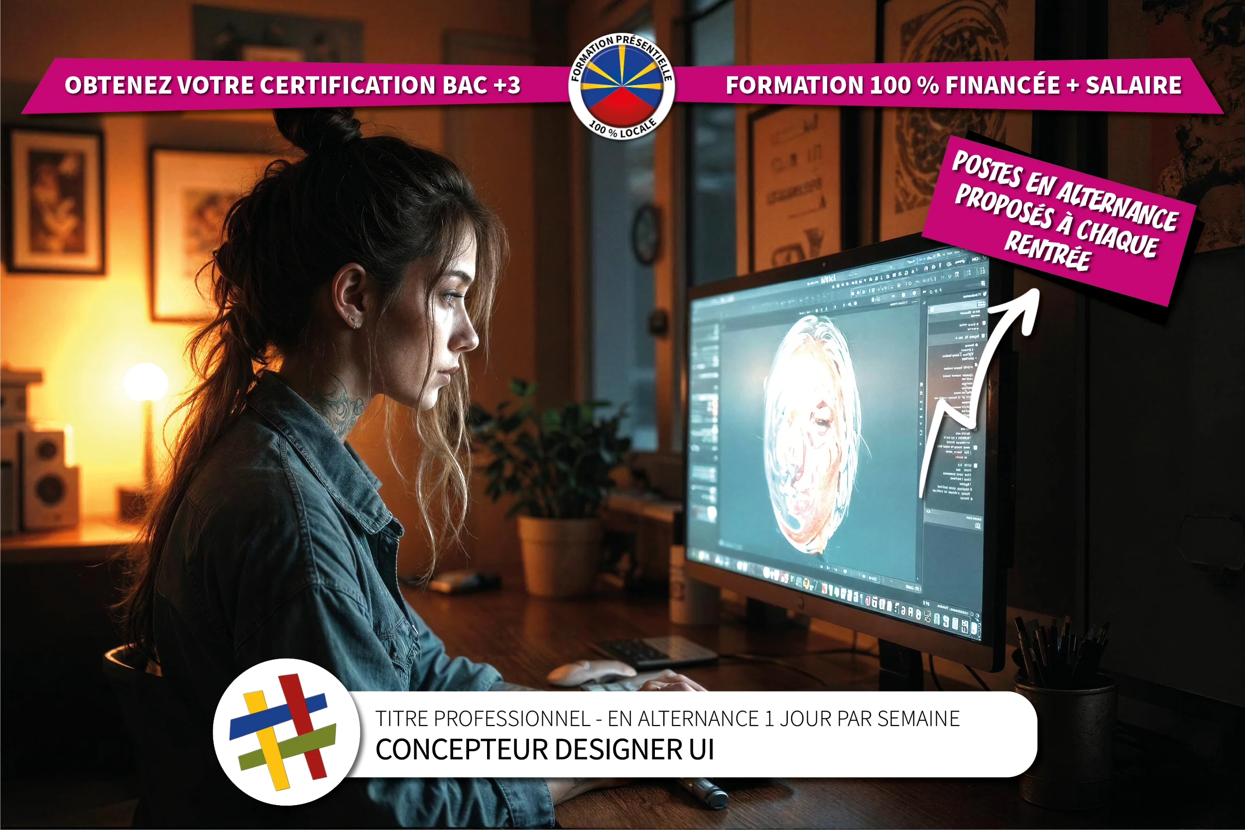 Présentation de la formation en alternance pour valider un BAC +2 Concepteur Designer Interface Utilisateur en alternance au centre de formation CEFORA LE PORT 974
