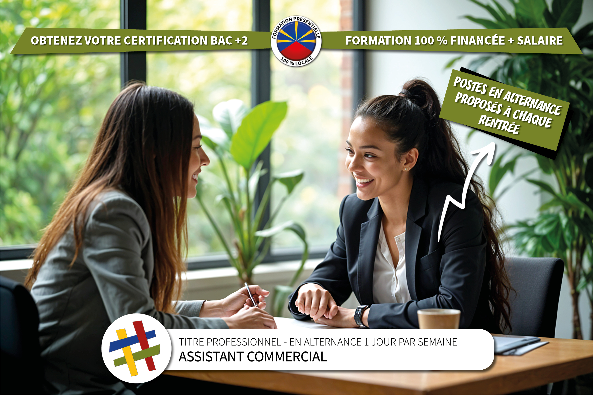 Une assistante commerciale fait un compte rendu à son attachée commerciale en alternance. Centre de formation CEFORA LE PORT 974